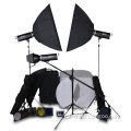 Studio Flash Light Kit, Includes 3 Pieces Light Stand, Soft Box, Barn Door and Light Shed